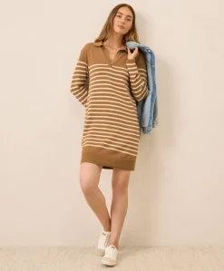 Organic Classic Fine Knit Collared Sweater Dress