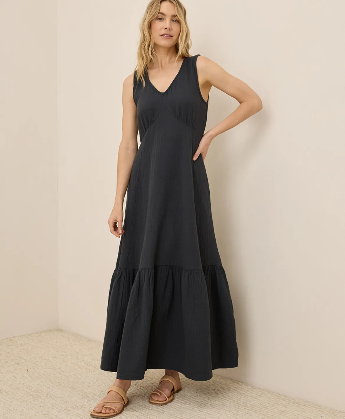 Organic Coastal Double Gauze Beach To Brunch Maxi Dress