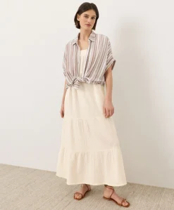 Organic Coastal Double Gauze Strappy Tiered Maxi Dress