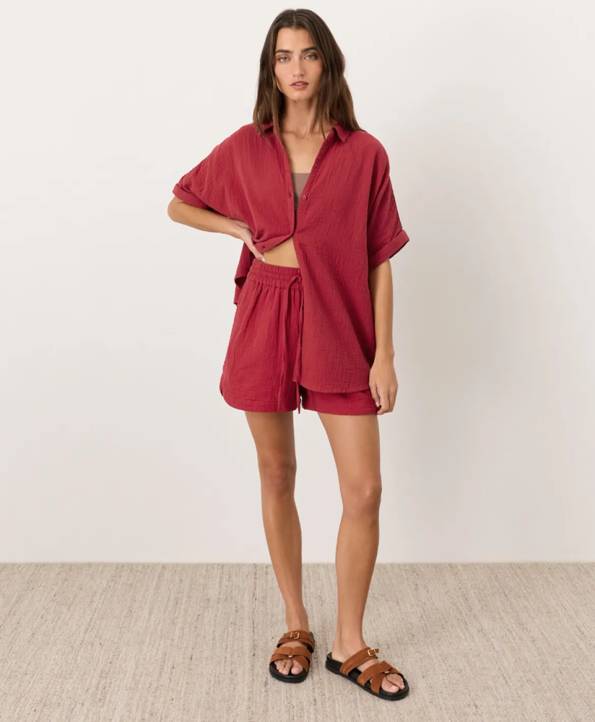 Organic Coastal Double Gauze Curved Hem Short
