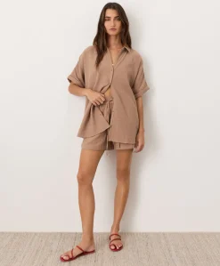 Organic Coastal Double Gauze Curved Hem Short
