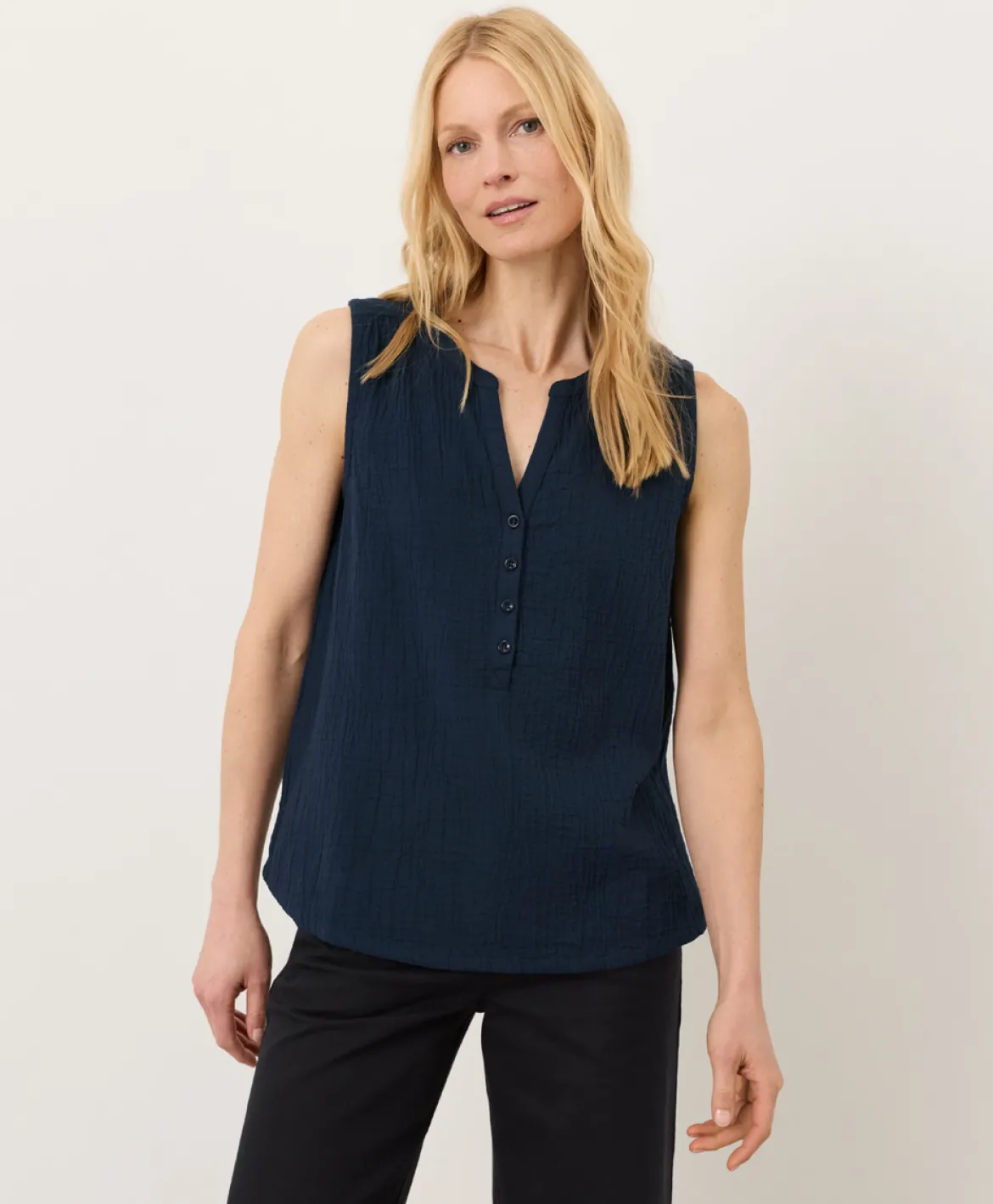 Organic Coastal Double Gauze Henley Tank