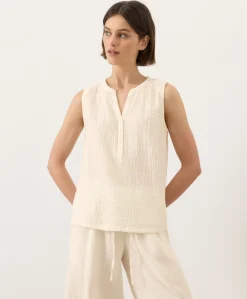 Organic Coastal Double Gauze Henley Tank