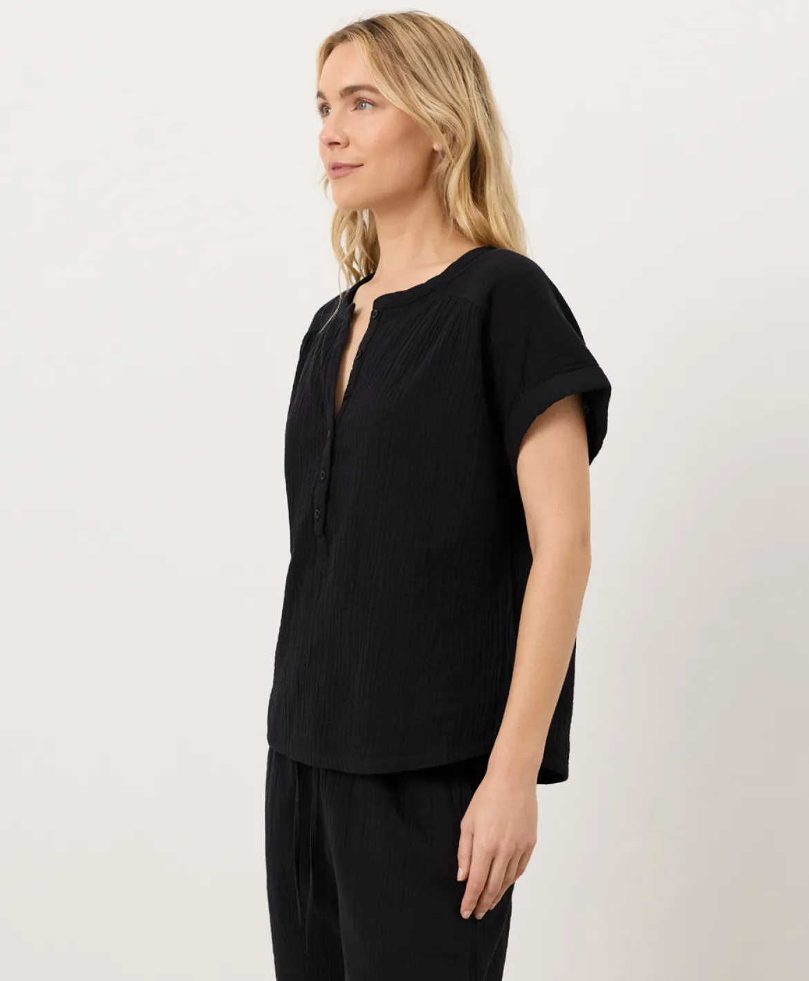Organic Coastal Double Gauze Short Sleeve Popover