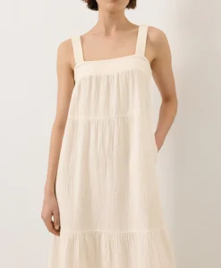 Organic Coastal Double Gauze Strappy Tiered Maxi Dress