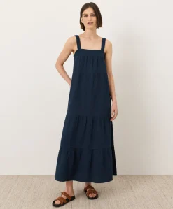 Organic Coastal Double Gauze Strappy Tiered Maxi Dress
