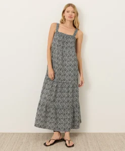 Organic Coastal Double Gauze Strappy Tiered Maxi Dress