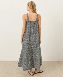 Organic Coastal Double Gauze Strappy Tiered Maxi Dress