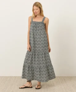 Organic Coastal Double Gauze Strappy Tiered Maxi Dress