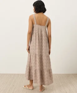 Organic Coastal Double Gauze Strappy Tiered Maxi Dress