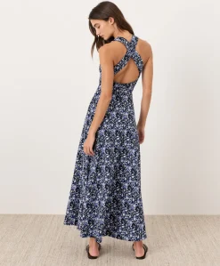 Organic Fit & Flare Open Back Maxi Dress