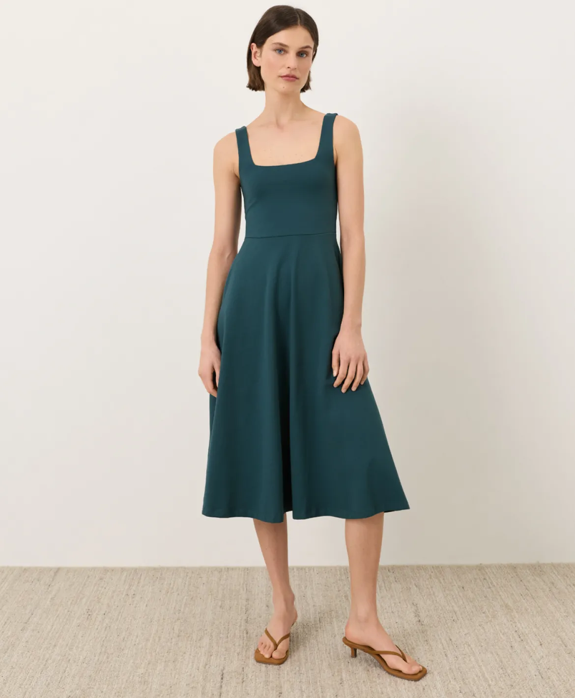 Organic Fit & Flare Square Neck Dress