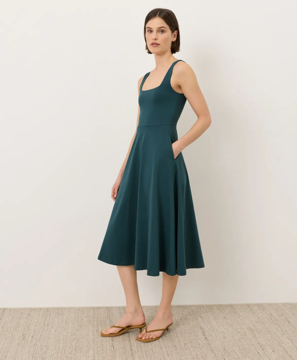 Organic Fit & Flare Square Neck Dress