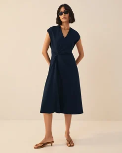 Organic Fit & Flare V-Neck Twist Dress