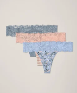Organic Lace Waist Thong 3-Pack