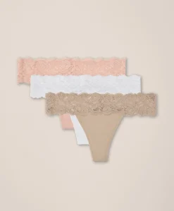 Organic Lace Waist Thong 3-Pack