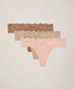 Organic Lace Waist Thong 3-Pack