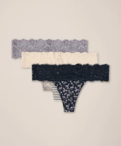 Organic Lace Waist Thong 3-Pack