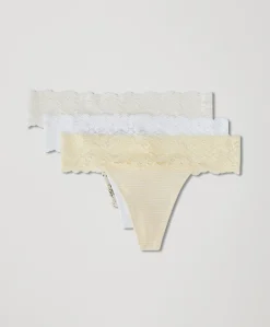 Organic Lace Waist Thong 3-Pack