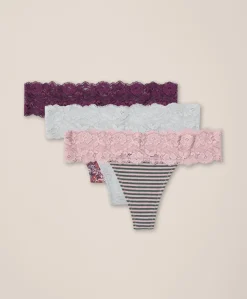 Organic Lace Waist Thong 3-Pack