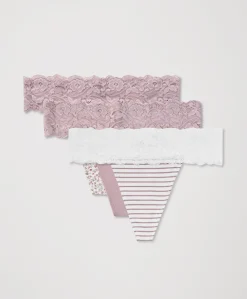 Organic Lace Waist Thong 3-Pack