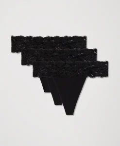 Organic Lace Waist Thong 3-Pack