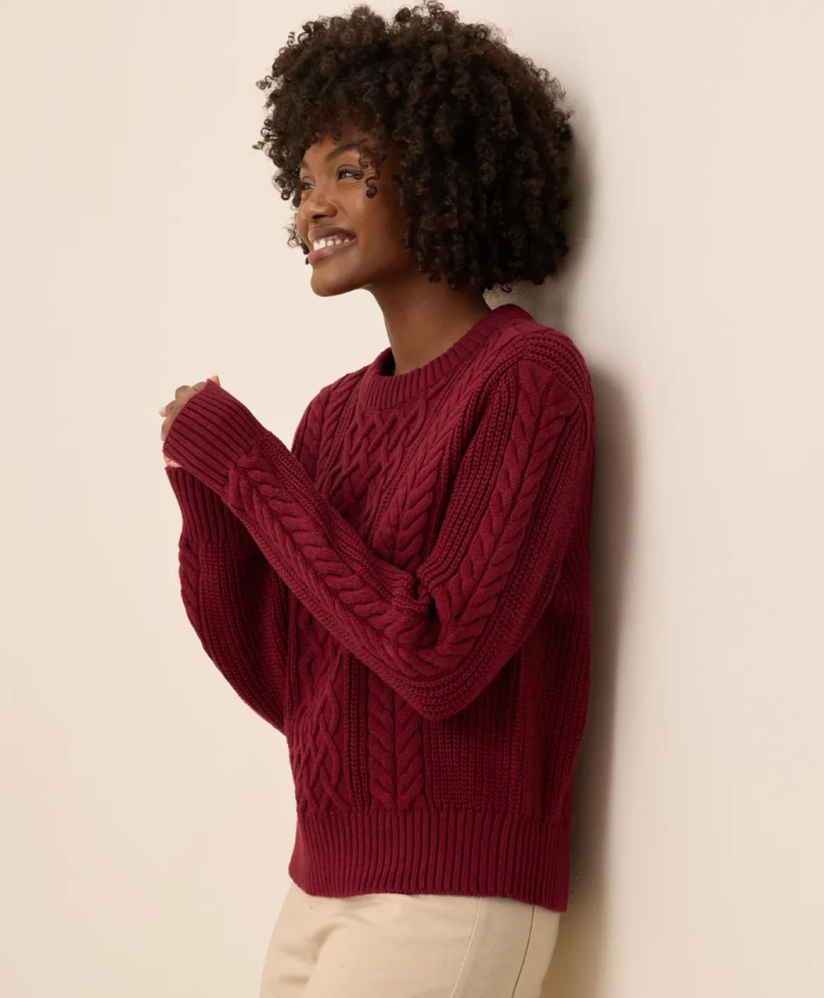 Organic Luxe Knit Cable Crew Sweater