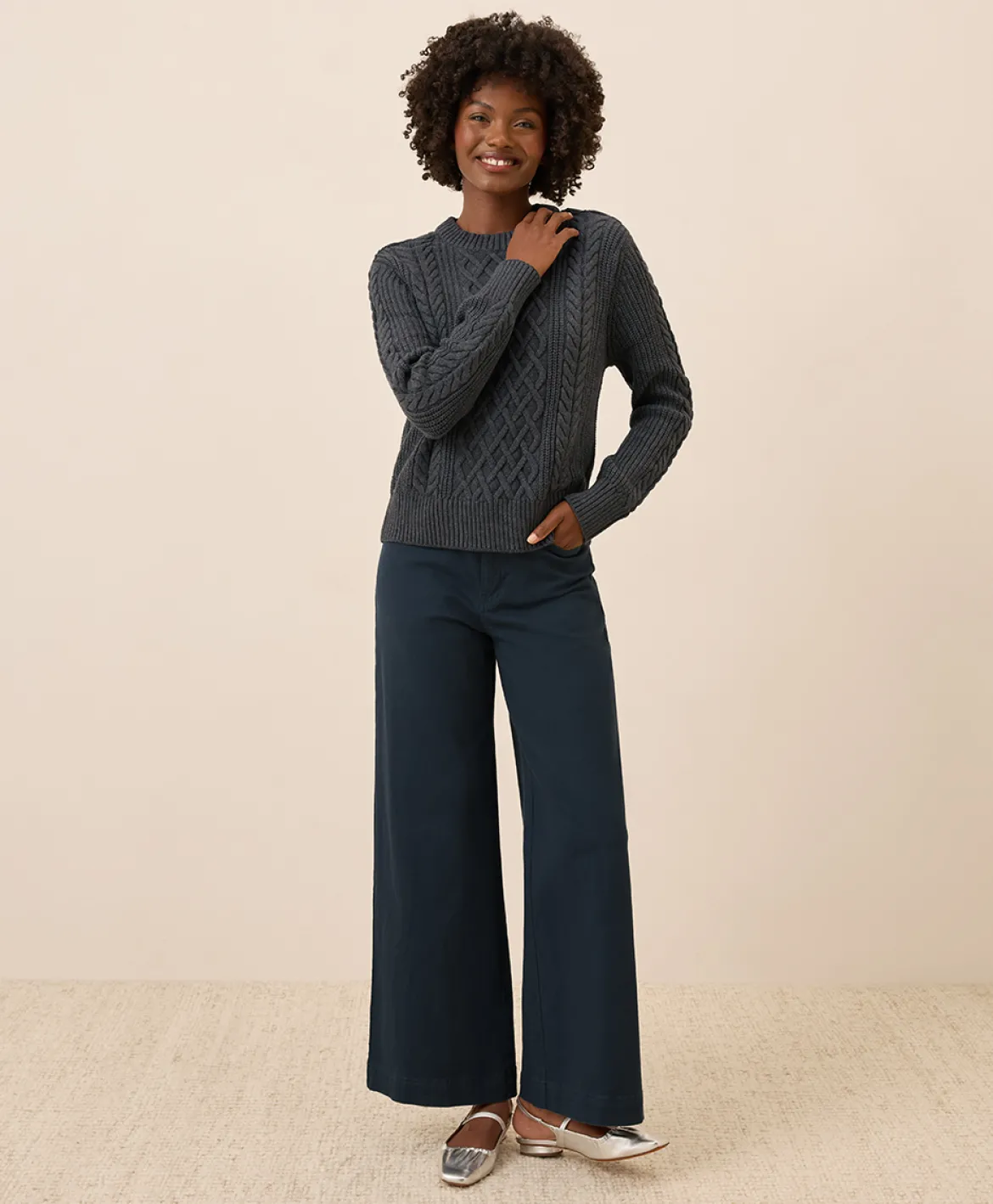 Organic Luxe Knit Cable Crew Sweater