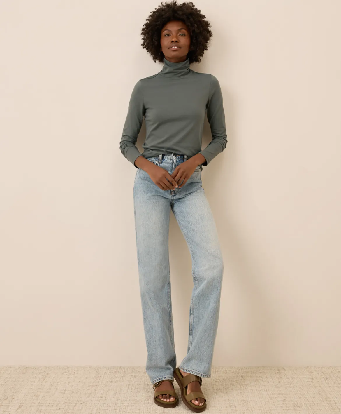 Organic Luxe Stretch Jersey Slim Turtleneck