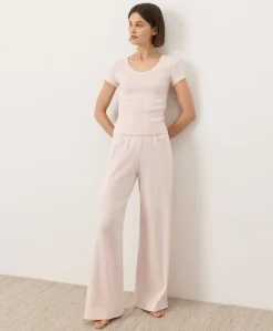 Organic Pointelle Wide Leg Pant