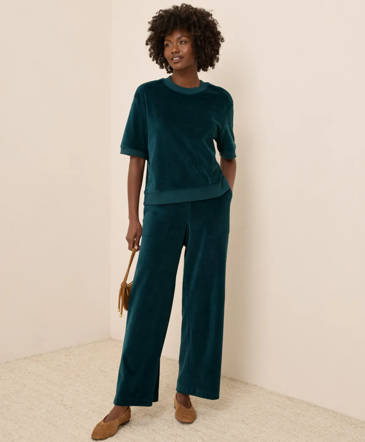 Organic Pure Velour Wide Leg Pant