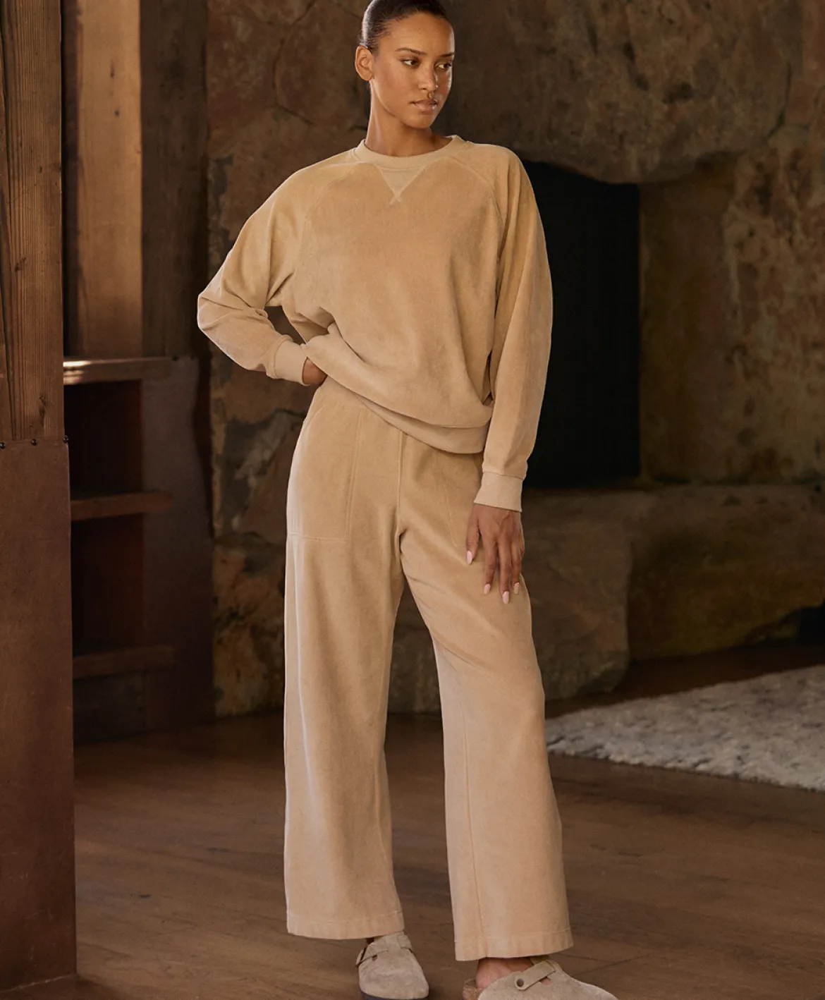 Organic Pure Velour Wide Leg Pant