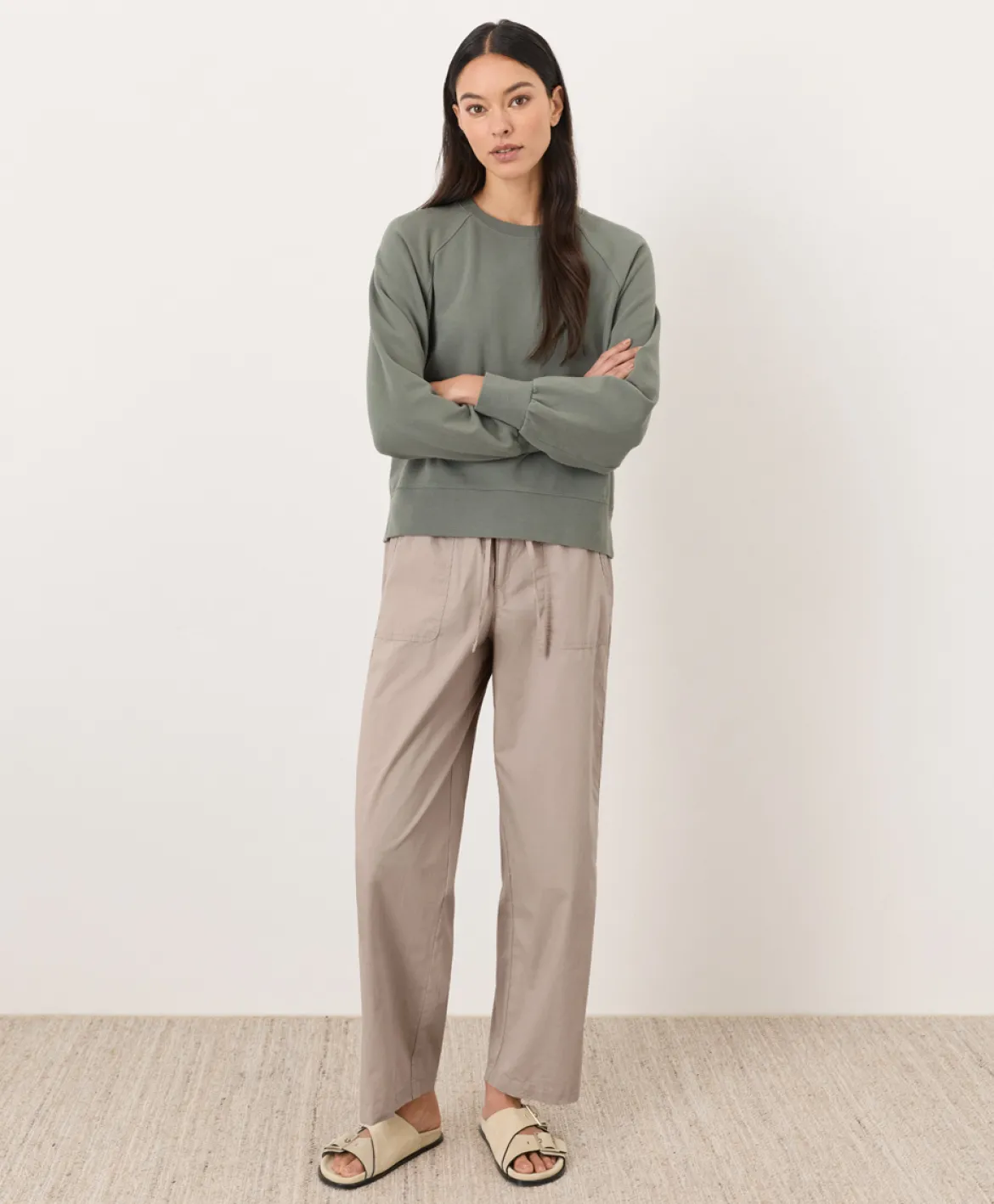 Organic Stretch Poplin Wide Leg Pant
