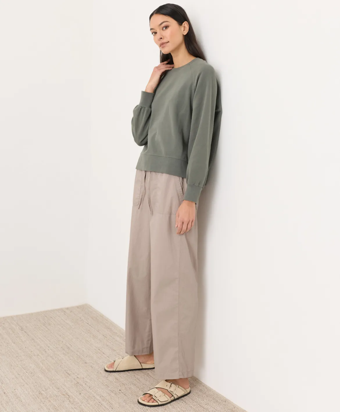 Organic Stretch Poplin Wide Leg Pant