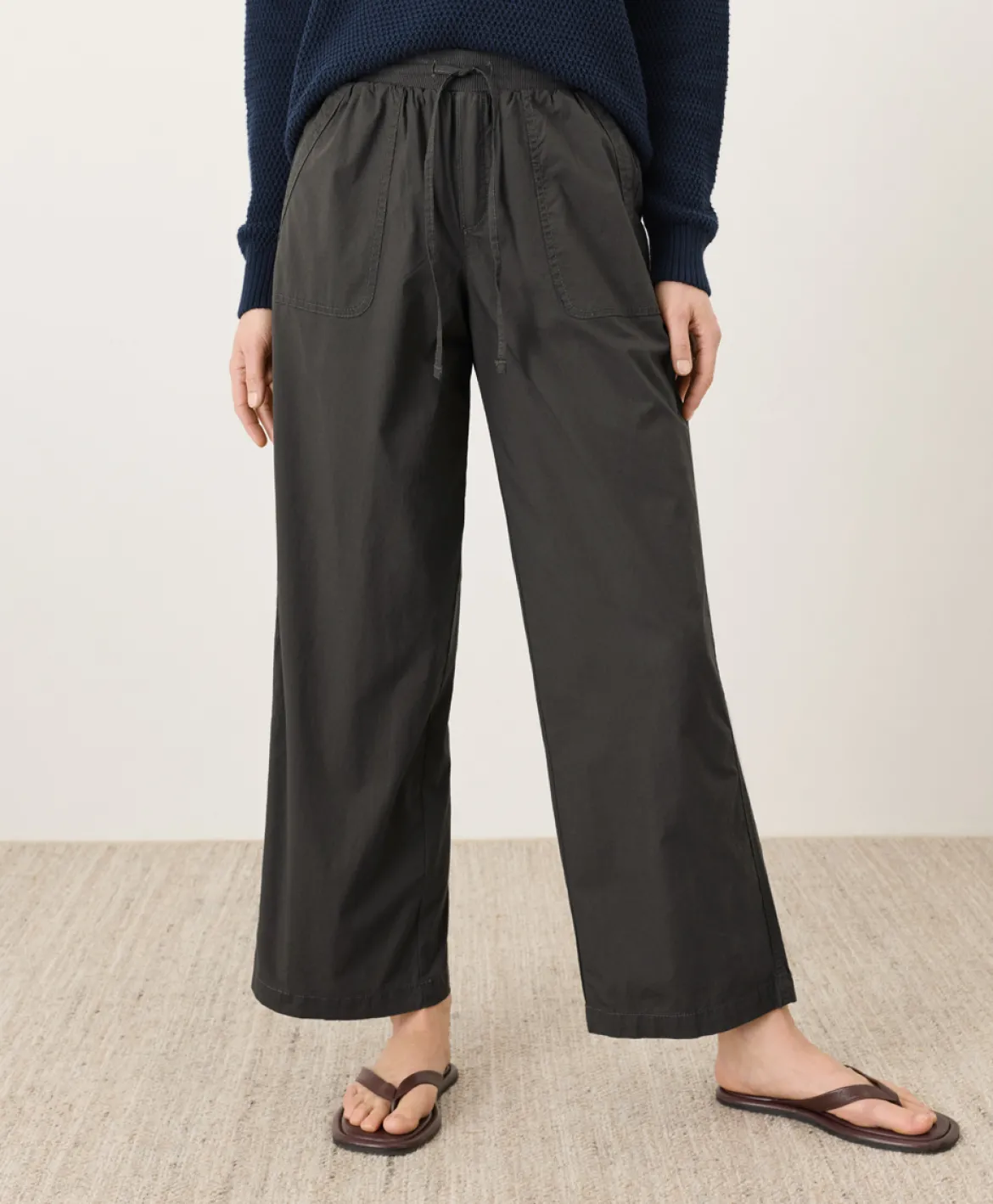 Organic Stretch Poplin Wide Leg Pant