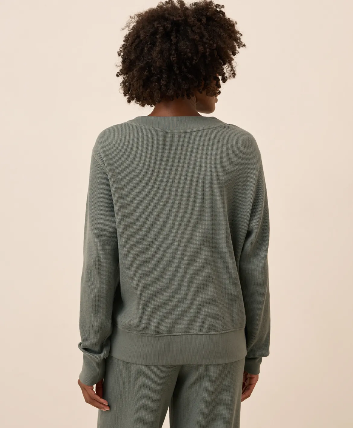 Organic Thermal Waffle Henley Pullover