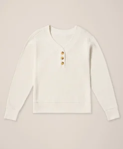 Organic Thermal Waffle Henley Pullover