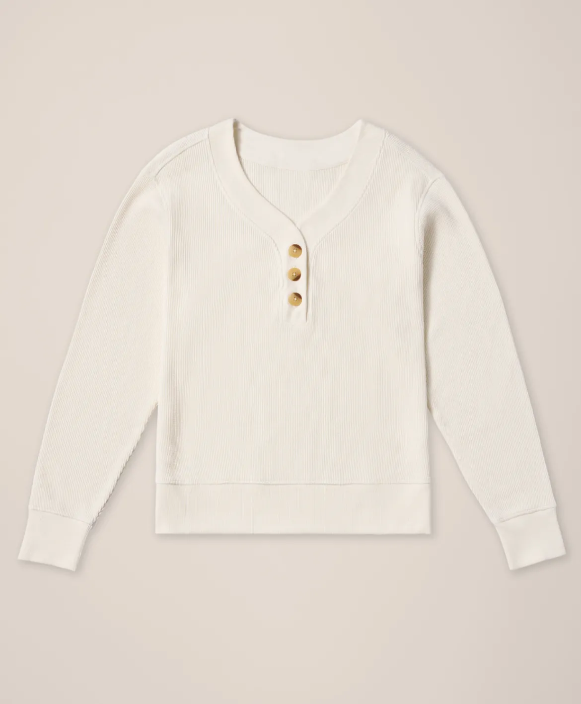 Organic Thermal Waffle Henley Pullover