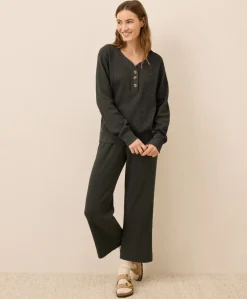 Organic Thermal Waffle Henley Pullover
