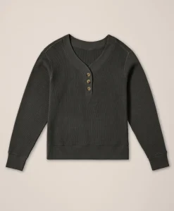 Organic Thermal Waffle Henley Pullover