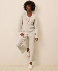 Organic Thermal Waffle Henley Pullover