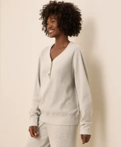 Organic Thermal Waffle Henley Pullover