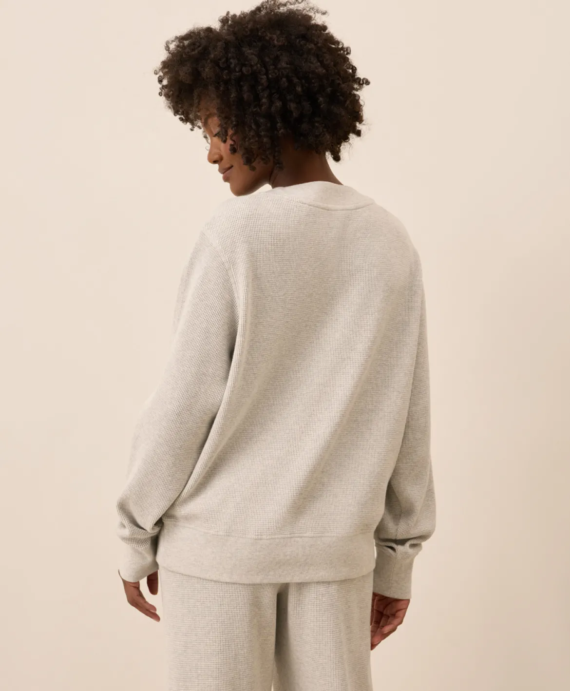 Organic Thermal Waffle Henley Pullover