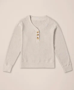 Organic Thermal Waffle Henley Pullover