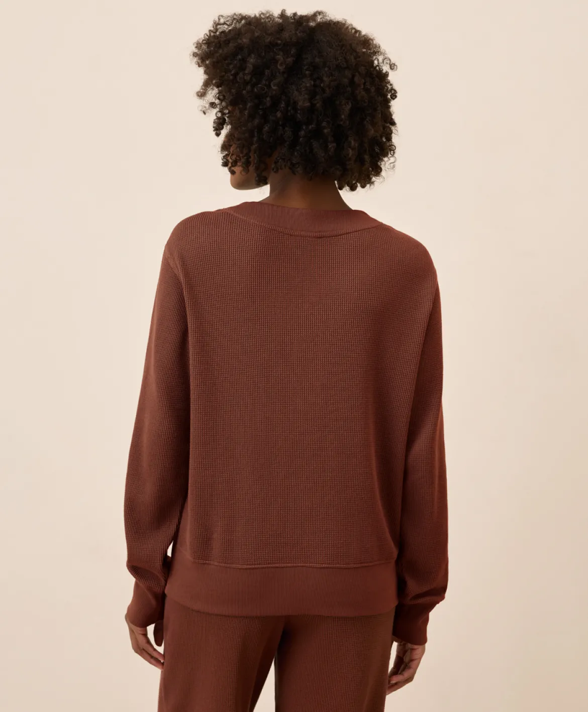 Organic Thermal Waffle Henley Pullover