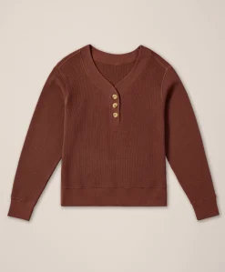 Organic Thermal Waffle Henley Pullover