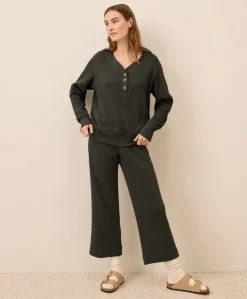 Organic Thermal Waffle Wide Leg Pant