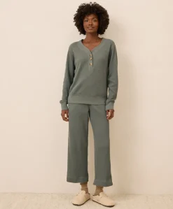 Organic Thermal Waffle Wide Leg Pant