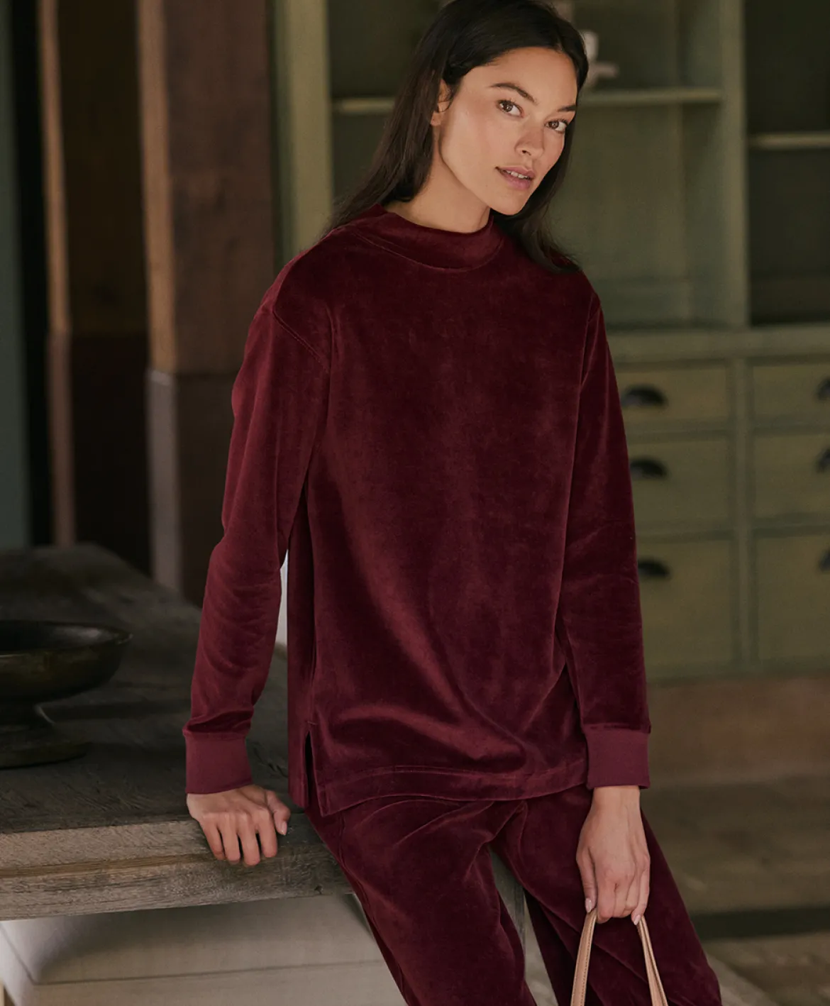 Organic Pure Velour Mock Tunic